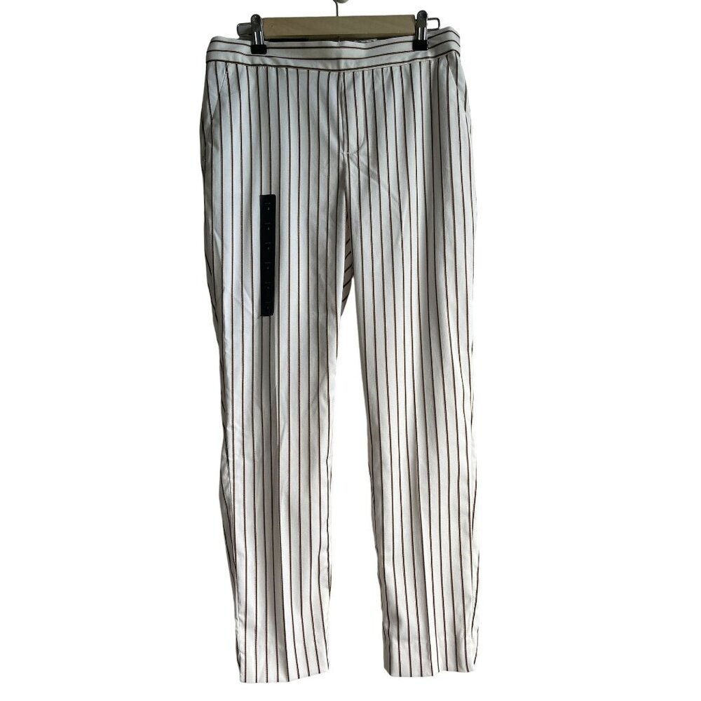 New! Banana Republic Factory Hayden White Tan Black Striped Pants Size 4 Rayon B